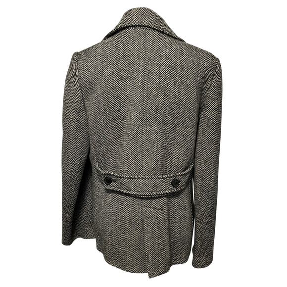 J Crew Ladies Herringbone Double Breasted Wool Blazer Large Lined Black Gray - Picture 4 of 6